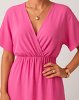 Francesca | Wrap Front Maxi Dress - Relaxed Fit - V-Neck with Side Slits