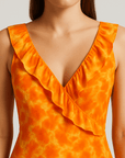 Elodie | Tie-Dye Ruffle Maxi Dress - Deep V-Neckline - Flounce Hem