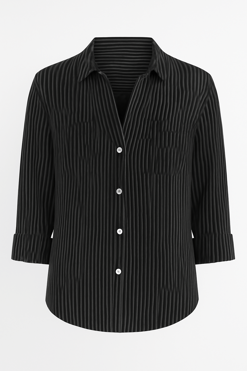 Adeline | Striped Button-Down Shirt - Relaxed Fit - Chest Pocket Detail - Roll-Tab Sleeves
