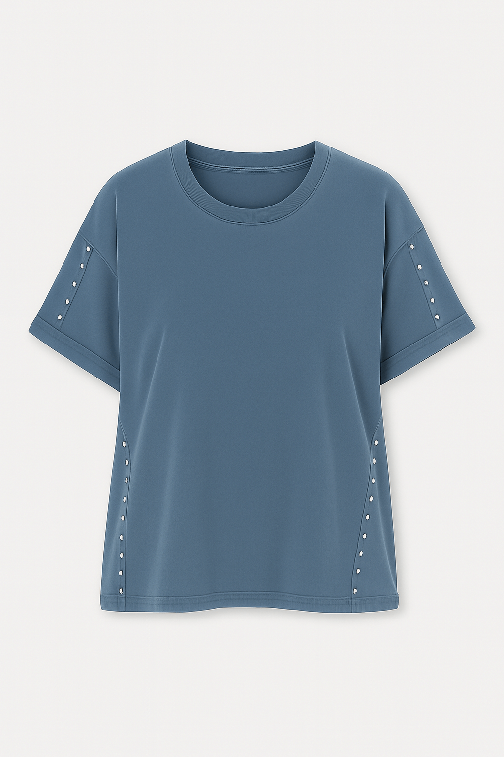 Calliope | Studded Oversized T-Shirt - Rolled Sleeves - Washed Cotton - Side Stud Detail