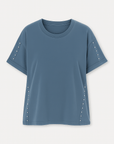 Calliope | Studded Oversized T-Shirt - Rolled Sleeves - Washed Cotton - Side Stud Detail