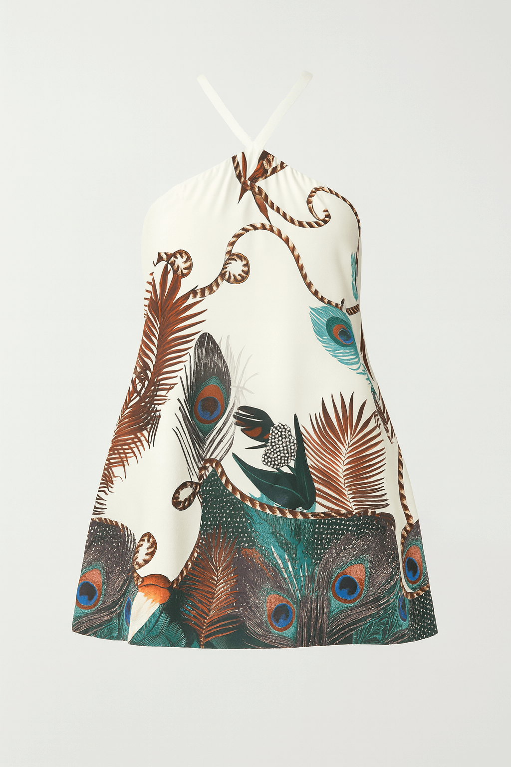 Amara | Women’s Floral Halter Mini Dress - Lightweight Cotton Blend - A-Line Fit