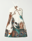 Amara | Women’s Floral Halter Mini Dress - Lightweight Cotton Blend - A-Line Fit