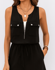 Lorelei | Women's Sleeveless Jumpsuit – Relaxed Fit with Zipper Front & Adjustable Drawstring Waist