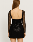 Rosalie | Women's Sequin Bodycon Mini Dress – Square Neck – Long Sleeve Cocktail & Formal Wear