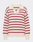 Estella | Women's Striped Knit Sweater – Collared V-Neck Design – Cozy & Versatile for Casual Wear