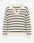 Estella | Women's Striped Knit Sweater – Collared V-Neck Design – Cozy & Versatile for Casual Wear