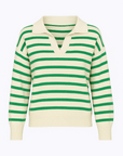 Estella | Women's Striped Knit Sweater – Collared V-Neck Design – Cozy & Versatile for Casual Wear