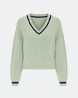 Dominique | Women's Striped V-Neck Sweater – Relaxed Fit – Chic & Comfortable for Fall/Winter
