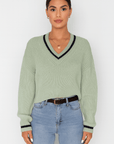 Dominique | Women's Striped V-Neck Sweater – Relaxed Fit – Chic & Comfortable for Fall/Winter