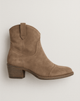 Evelynne | Women's Vintage Suede Ankle Boots – Low Heel – Classic Western Toe Design