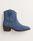 Evelynne | Women's Vintage Suede Ankle Boots – Low Heel – Classic Western Toe Design