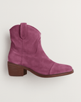 Evelynne | Women's Vintage Suede Ankle Boots – Low Heel – Classic Western Toe Design