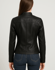Gloria | Women's Leather Jacket – Fitted Design with Band Collar & Zip Closure – Stylish & Versatile