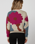 Tatiana | Knit Sweater - Crew Neck - Abstract Floral Design
