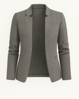 Gisella | Herringbone Knit Blazer - Open Front Design - Slim Tailored Fit - Lightly Padded Shoulders