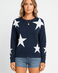Claudia | Women's Oversized Star Pattern Sweater – Cozy Loose Fit Knitted Pullover