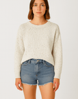 Anya | Beige Speckled Knit Sweater - Crew Neck - Long Sleeve - Soft Cotton Blend
