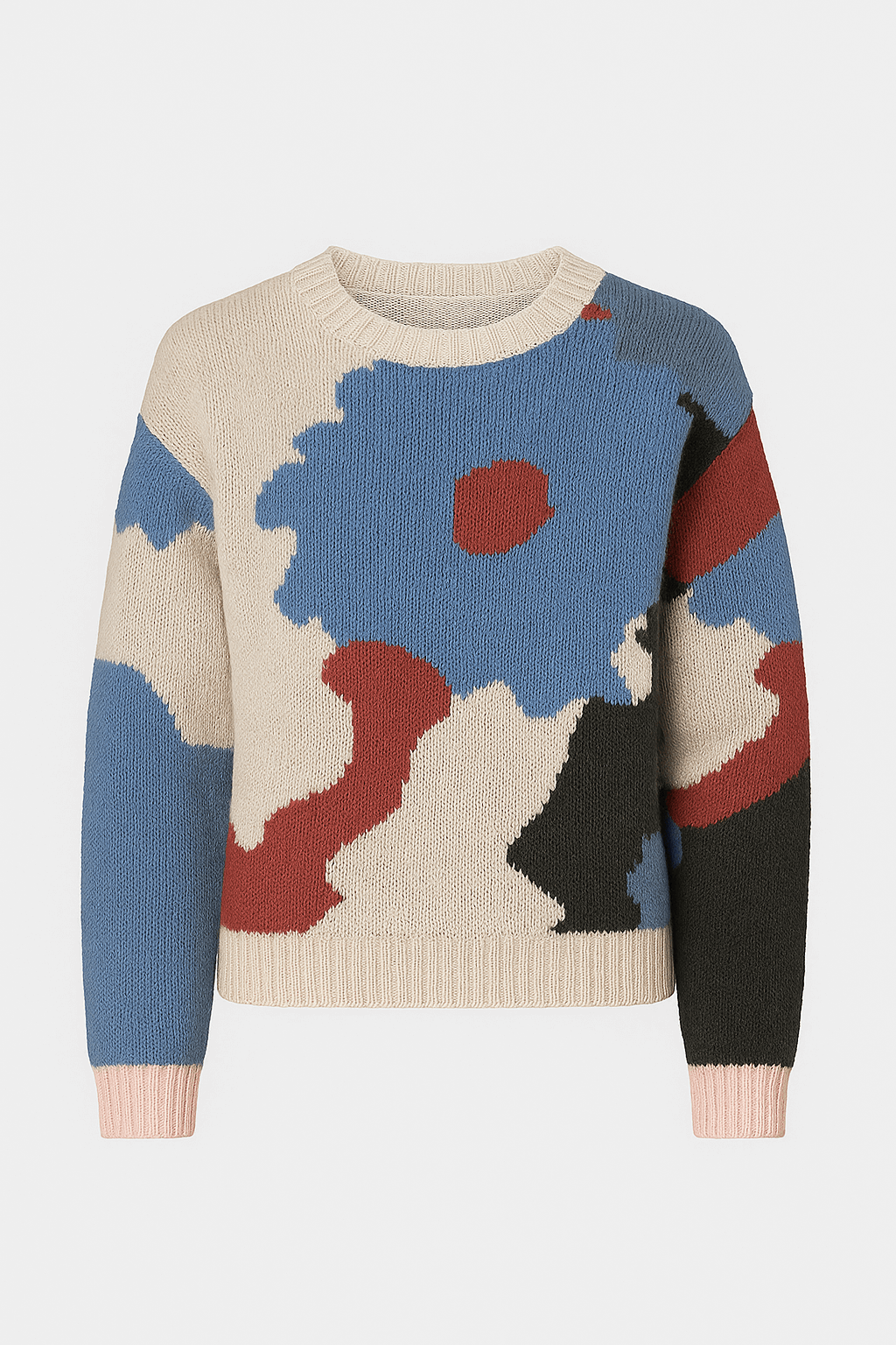 Tatiana | Knit Sweater - Crew Neck - Abstract Floral Design