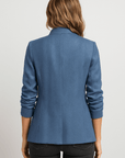 Gisella | Herringbone Knit Blazer - Open Front Design - Slim Tailored Fit - Lightly Padded Shoulders
