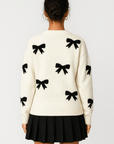 Clarissa | Knit Sweater - Crew Neck - Bow Motif Design