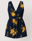 Matilda | Women's Floral Print Romper – V-Neck, Sleeveless, Cinched Waist – Summer Casual Outfit
