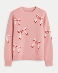 Nadia | Knit Sweater - Crew Neck - Bow Motif Design