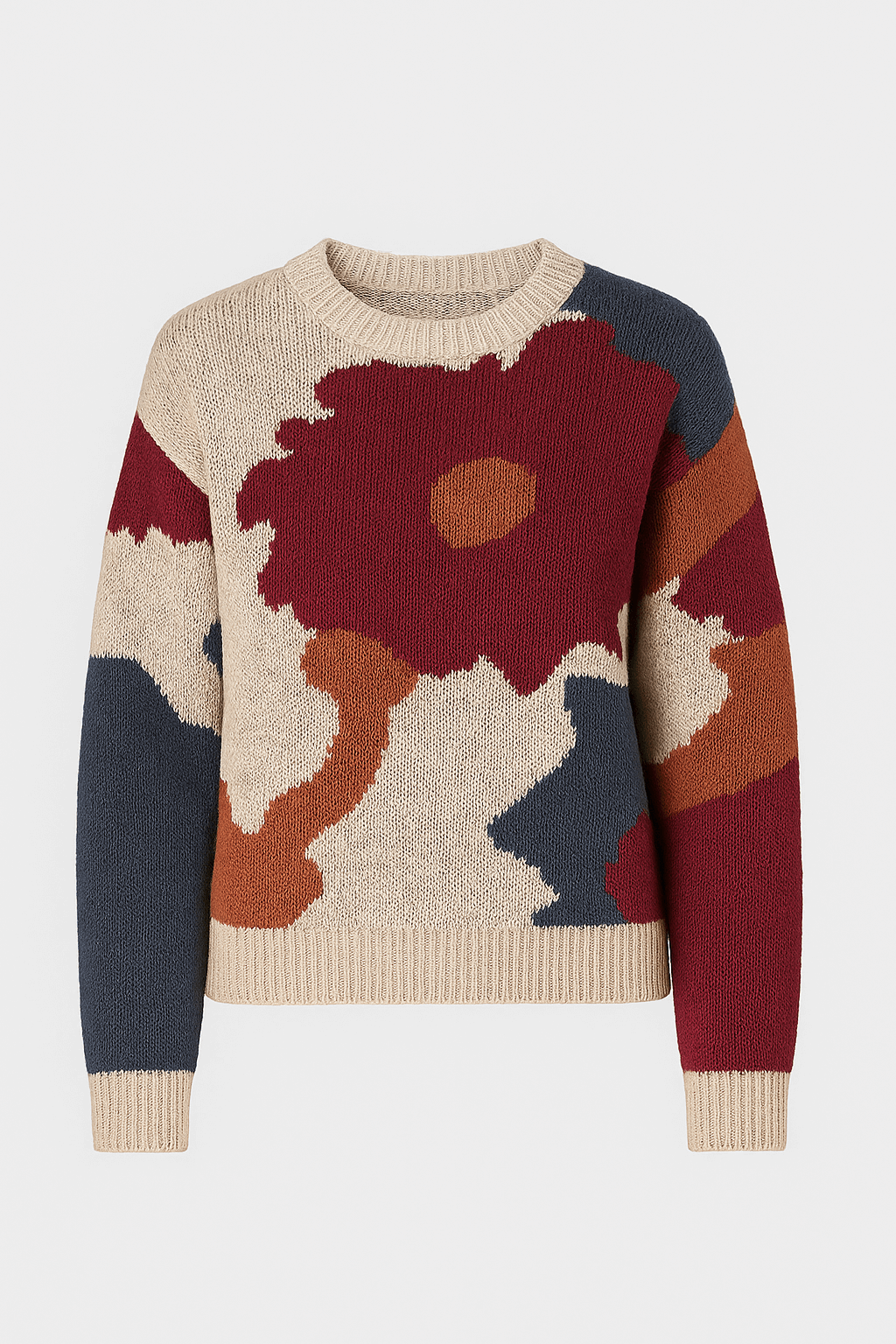 Tatiana | Knit Sweater - Crew Neck - Abstract Floral Design