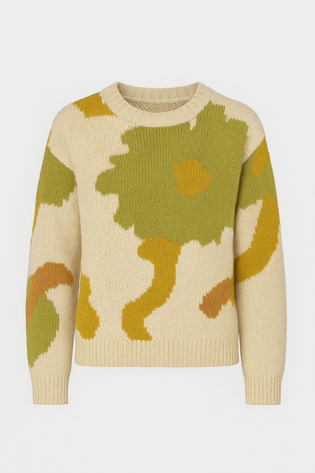 Tatiana | Knit Sweater - Crew Neck - Abstract Floral Design