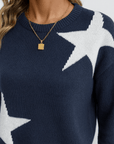 Claudia | Women's Oversized Star Pattern Sweater – Cozy Loose Fit Knitted Pullover