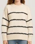 Meluvie | Striped Knit Round Neck Sweater